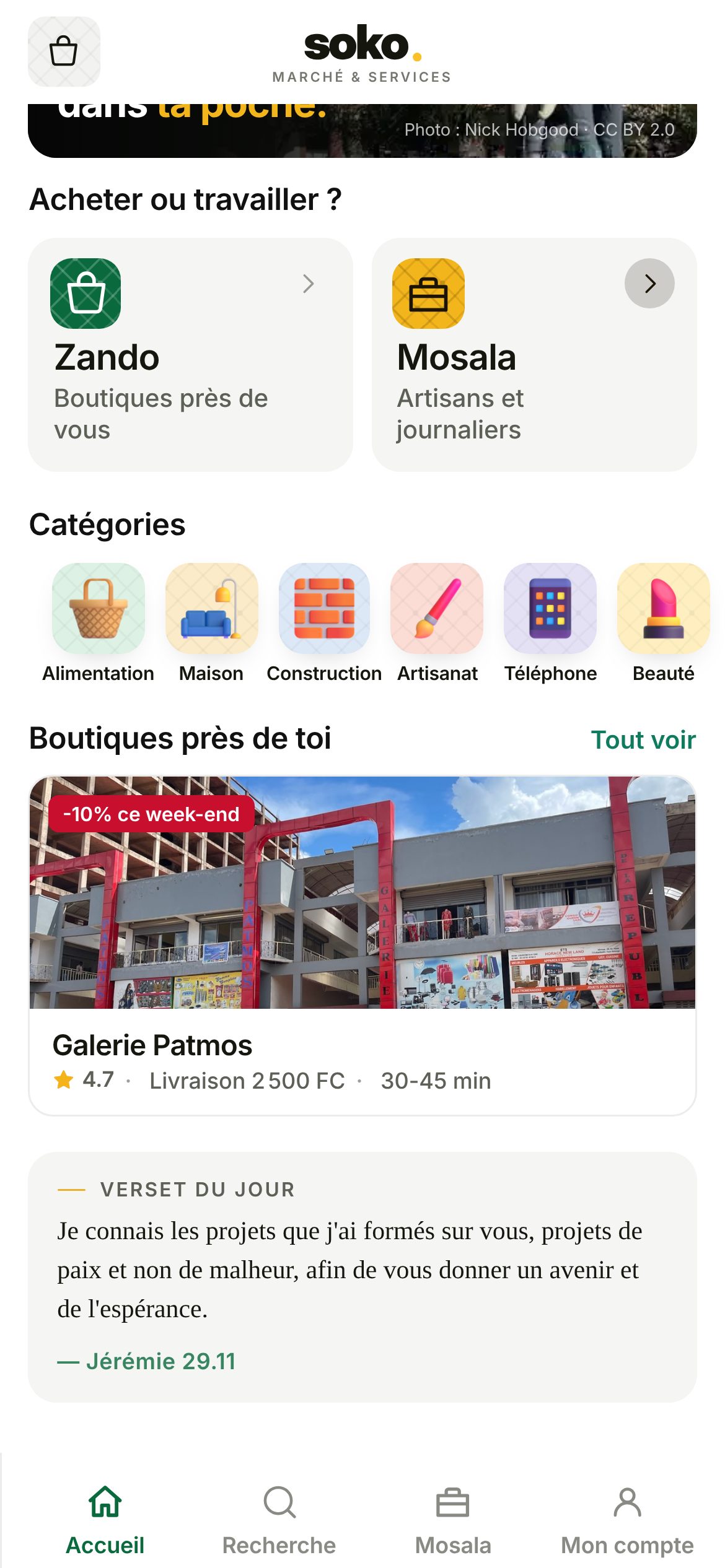 Soko : catégories, boutiques près de toi et verset du jour